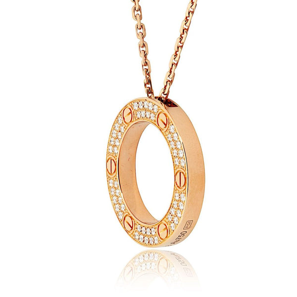 Cartier Love 18K Rose Gold Diamond Necklace — view 2