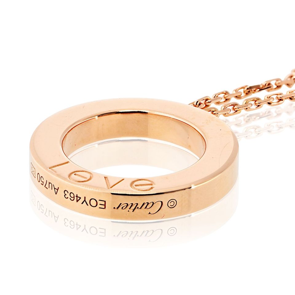 Cartier Love 18K Rose Gold Diamond Necklace — view 3 — Laura Milman New York