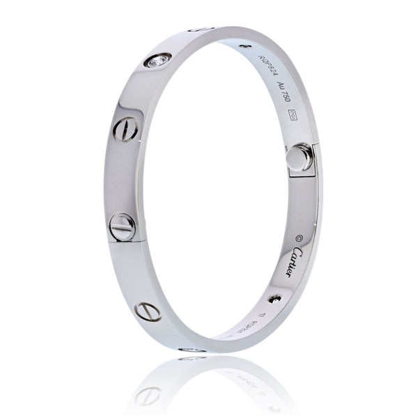 Cartier Love 18K White Gold 4 Diamonds Size17 Box & Papers Bracelet — view 2