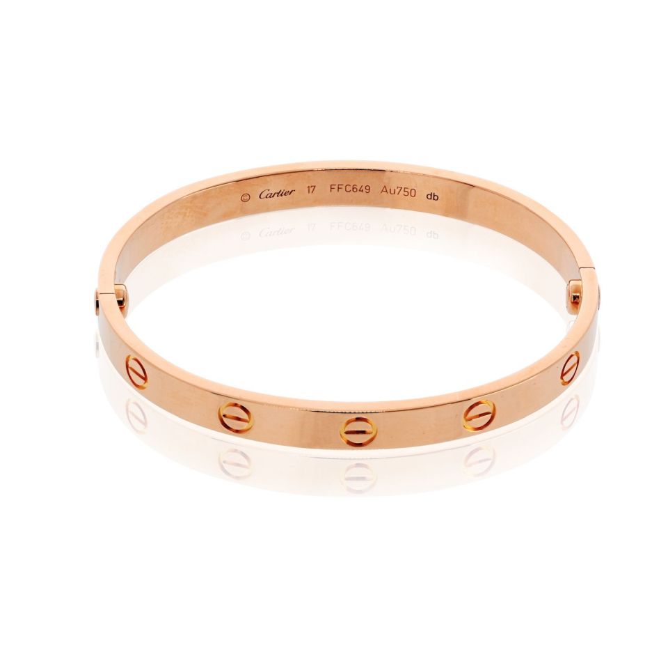 Cartier Love 18K Rose Gold Bangle Size 17 Bracelet — view 2 — Laura Milman New York