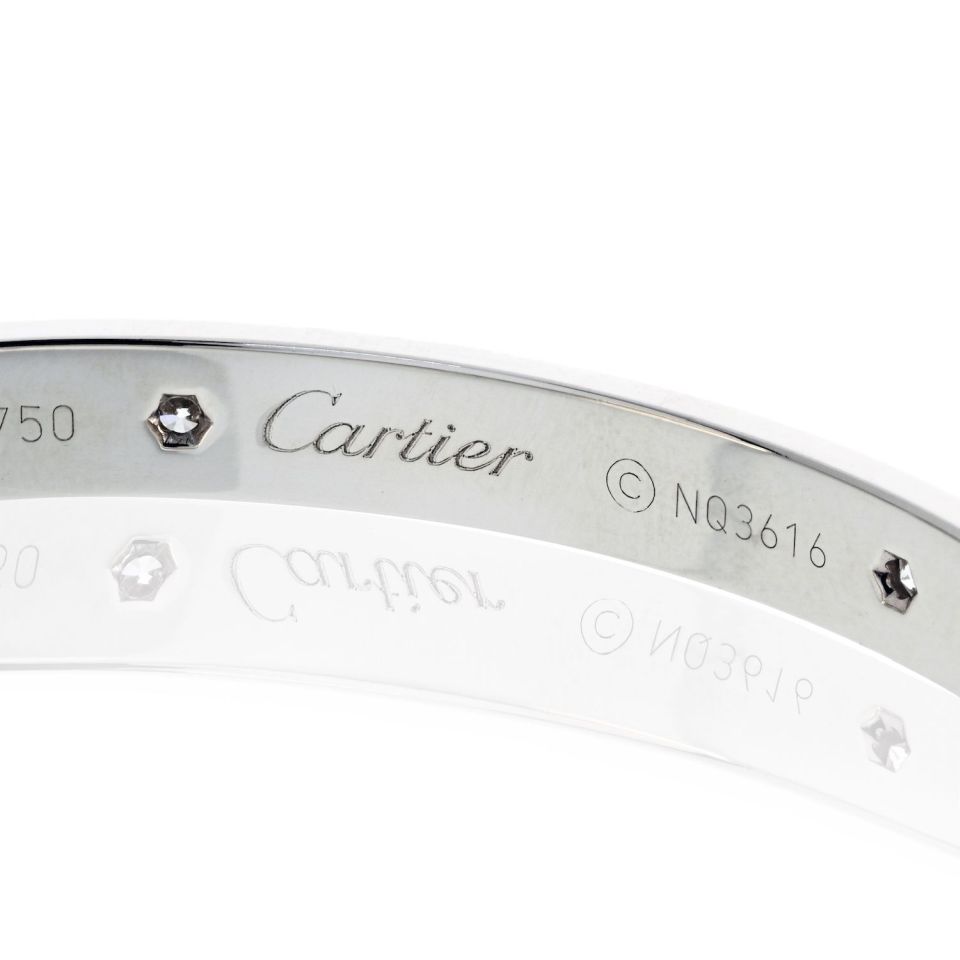Cartier Love 18K White Gold 4 Diamonds Size 17 Bracelet — view 3 — Laura Milman New York