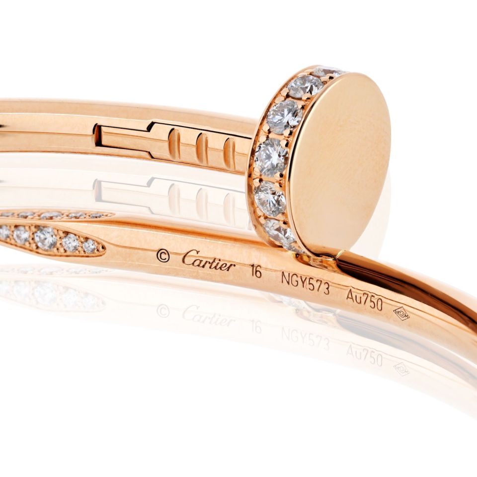 Cartier Juste Un Clou 18K Rose Gold Diamond Size 16 Bracelet — view 3 — Laura Milman New York