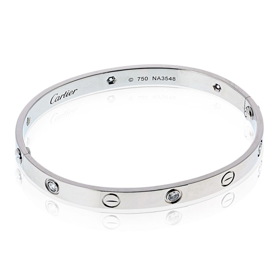 Cartier Love 18K White Gold 6 Diamonds Size 18 Bracelet — view 2 — Laura Milman New York