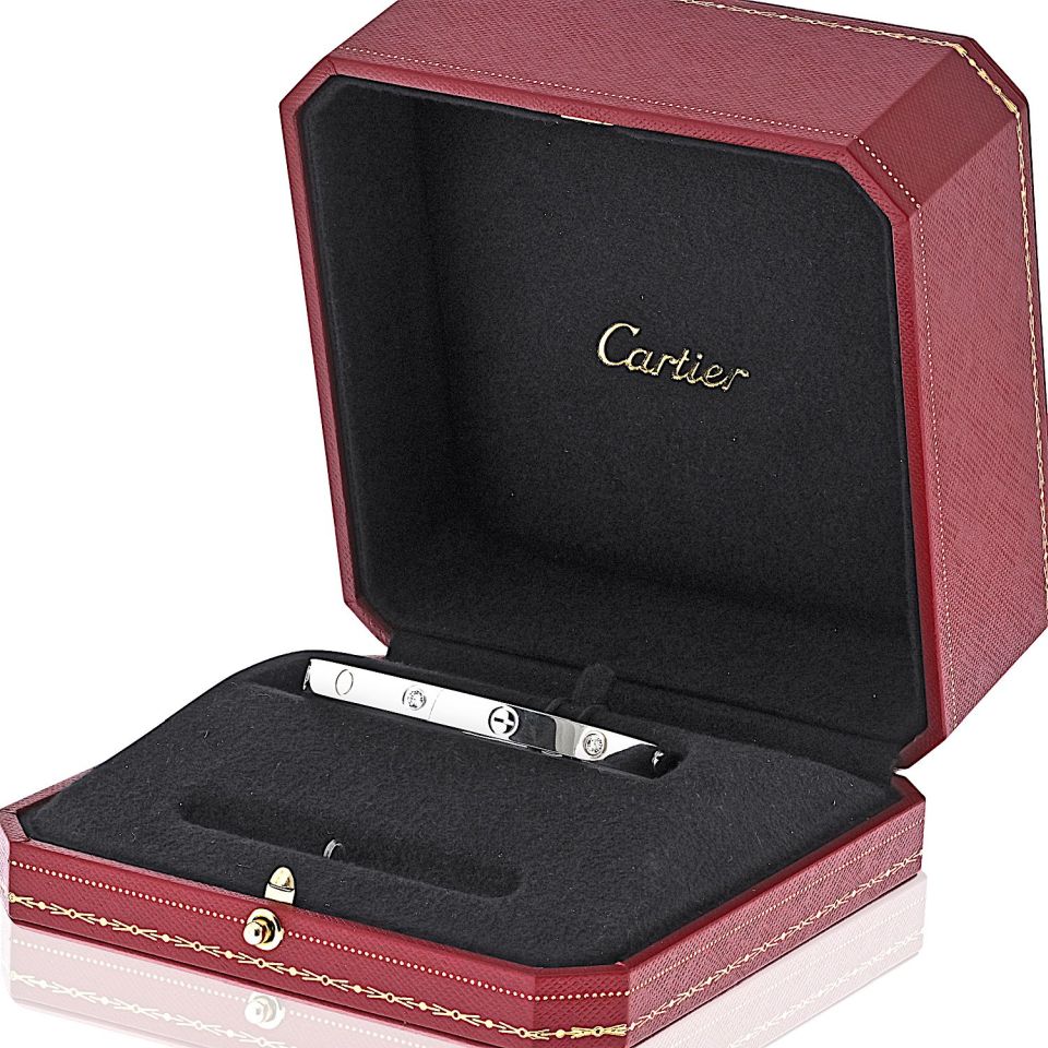 Cartier Love 18K White Gold 6 Diamonds Size 18 Bracelet — view 3 — Laura Milman New York