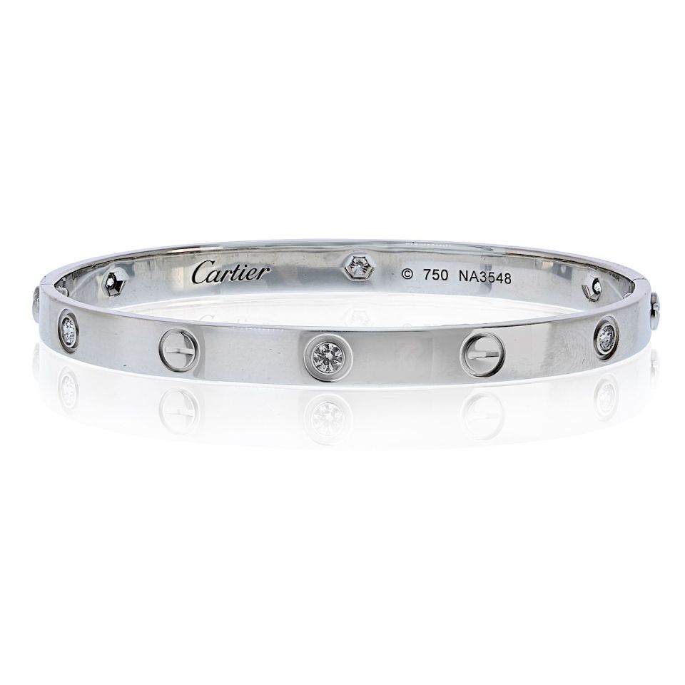 Cartier Love 18K White Gold 6 Diamonds Size 18 Bracelet — Laura Milman New York