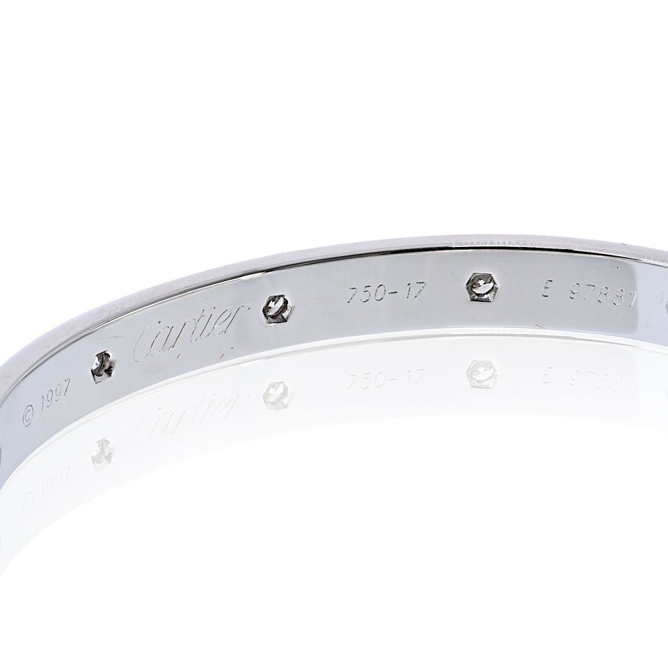 Cartier Love 18K White Gold 10 Diamonds Size 17 Bracelet — view 4 — Laura Milman New York