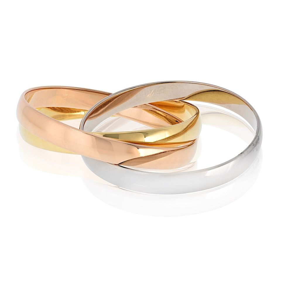 Cartier Trinity 18K Tri Color Roller Bracelet — view 3 — Laura Milman New York