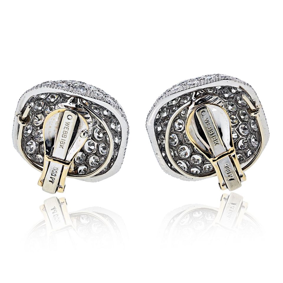 David Webb Bombe 18K White Gold Pave Round Cut Diamond Earrings — view 4 — Laura Milman New York