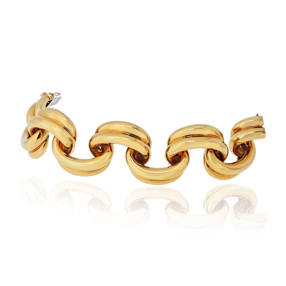 Tiffany & Co. 18K Yellow Gold 1970's Open Link Drapes Bracelet — view 2 — Laura Milman New York