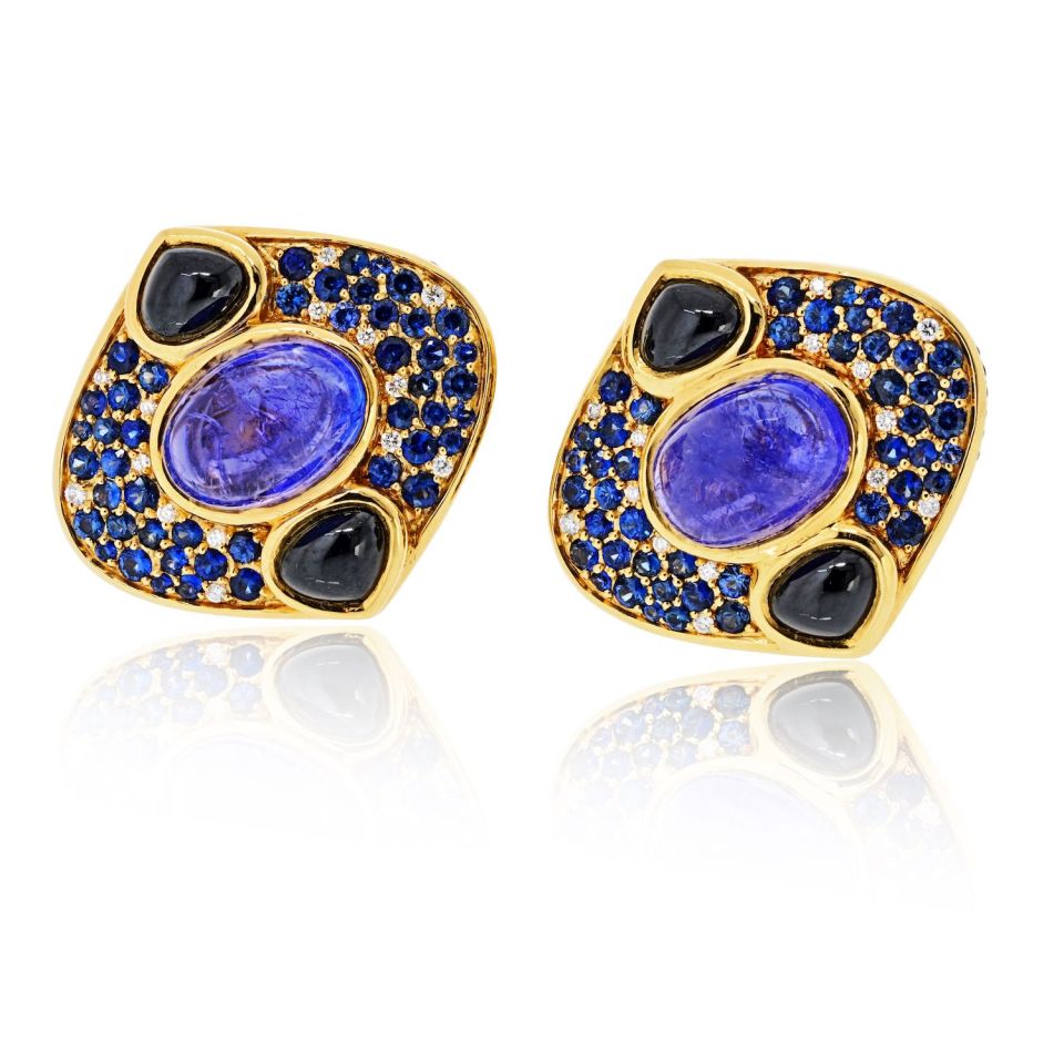 Marina B . Lucilla 18K Yellow Gold Spinel, Tanzanite, Diamond And Sapphires Earrings — Laura Milman New York