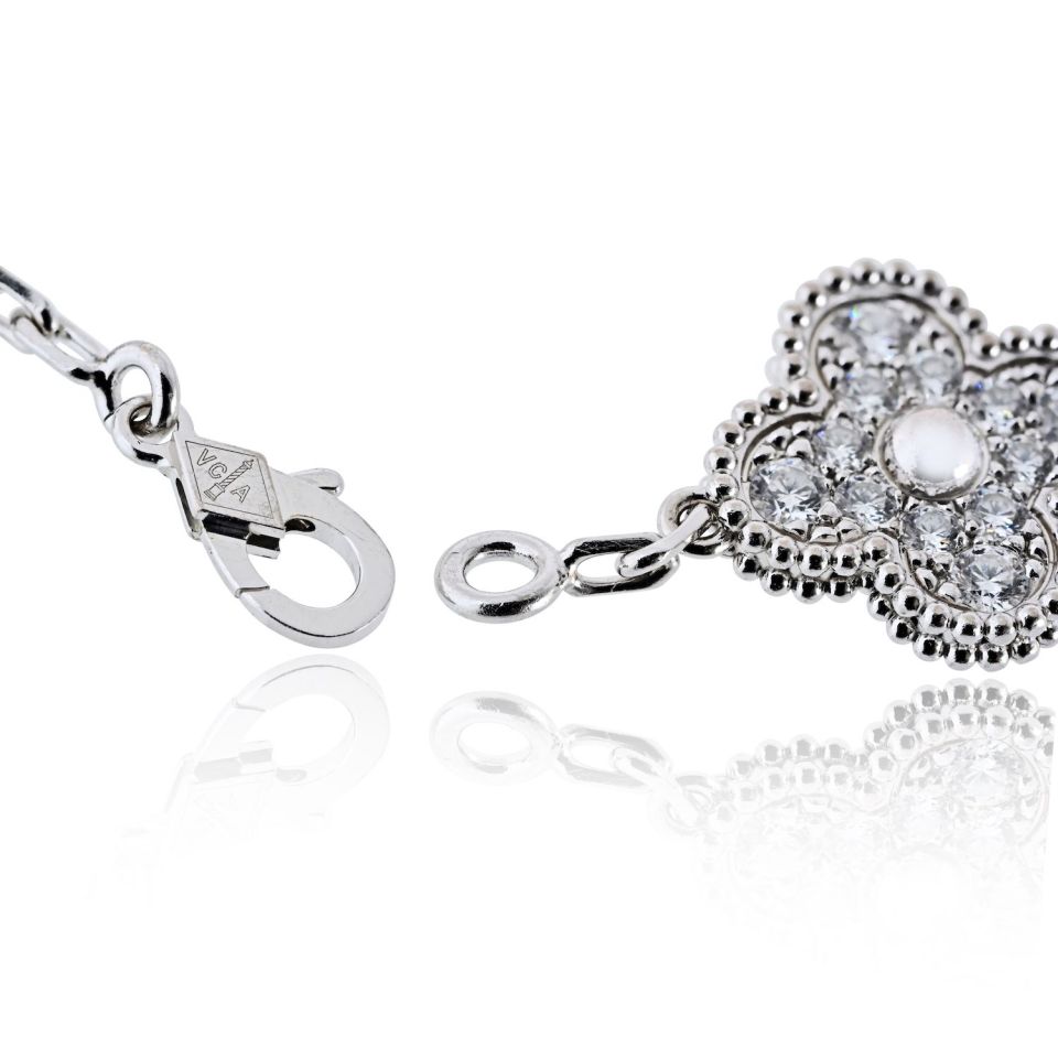 Van Cleef & Arpels Alhambra 18K White Gold Diamond Bracelet — view 3 — Laura Milman New York