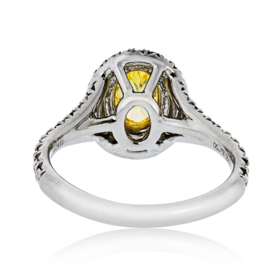 Tiffany & Co. Platinum, 18K Gold Soleste 0.56ct Fancy Vivid Yellow Oval Cut Engagement Ring — view 4 — Laura Milman New York