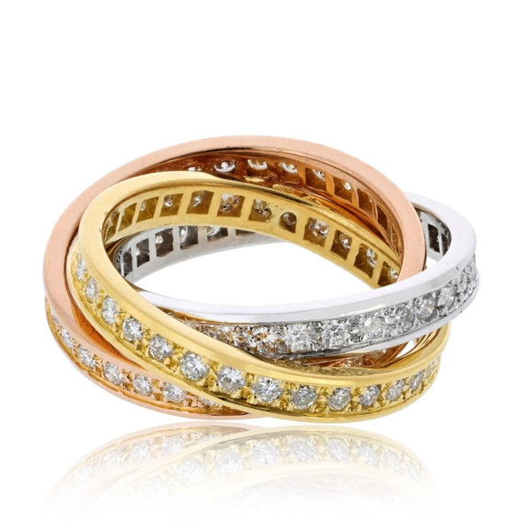 Pre-Owned Cartier Trinity 18K Tri Color Tri Color Diamond Ring view 2 - Cartier