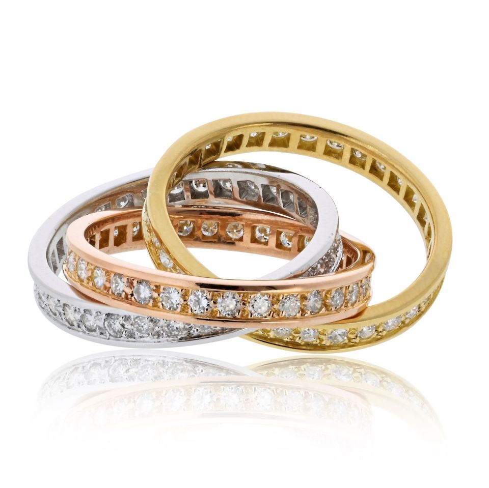 Pre-Owned Cartier Trinity 18K Tri Color Tri Color Diamond Ring view 3 - Cartier — Laura Milman New York