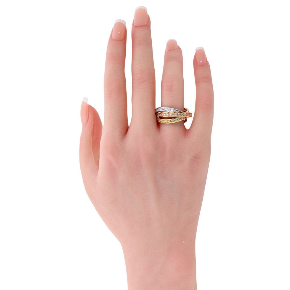 Pre-Owned Cartier Trinity 18K Tri Color Tri Color Diamond Ring view 4 - Cartier — Laura Milman New York