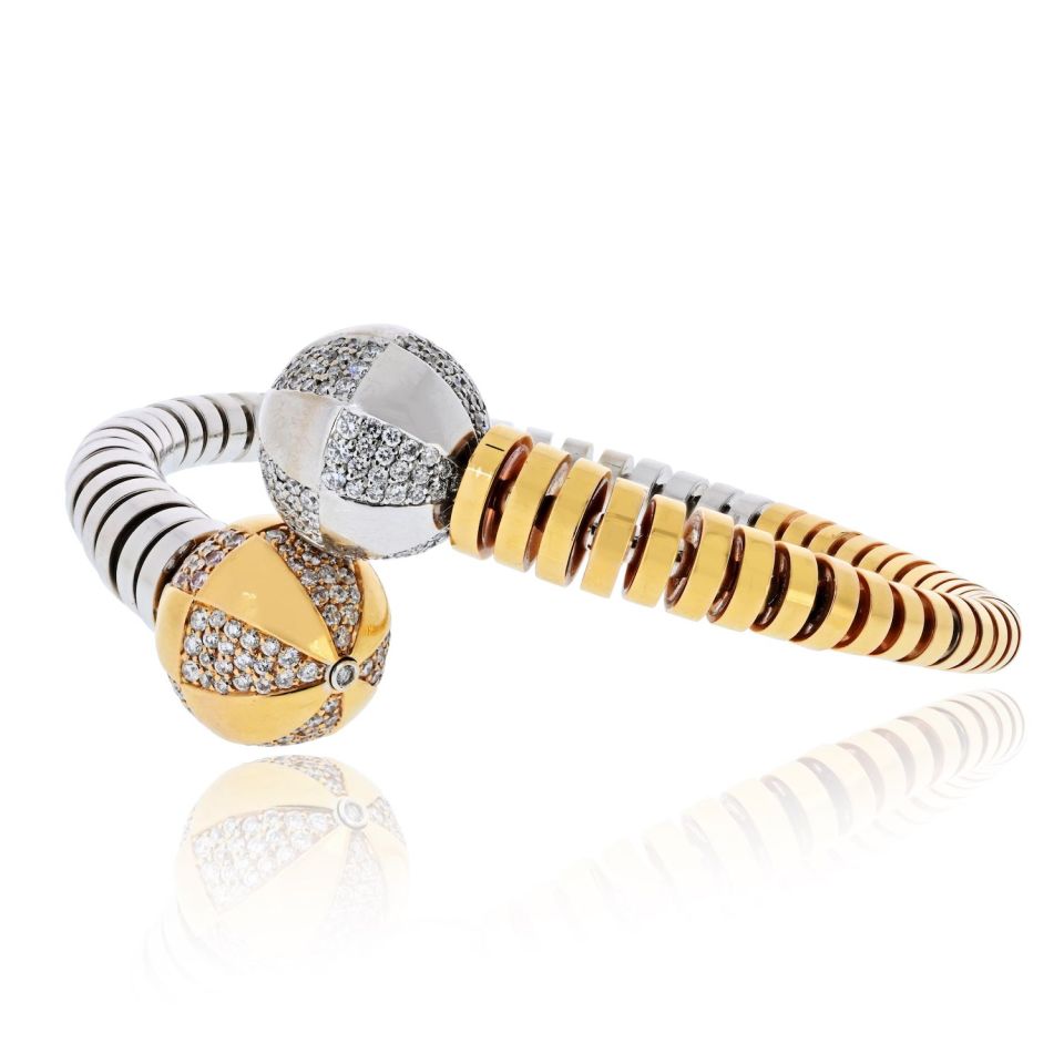 Bvlgari Bypass Enigma 18K Rose Gold White Gold Diamond Spinning Bracelet — view 2 — Laura Milman New York