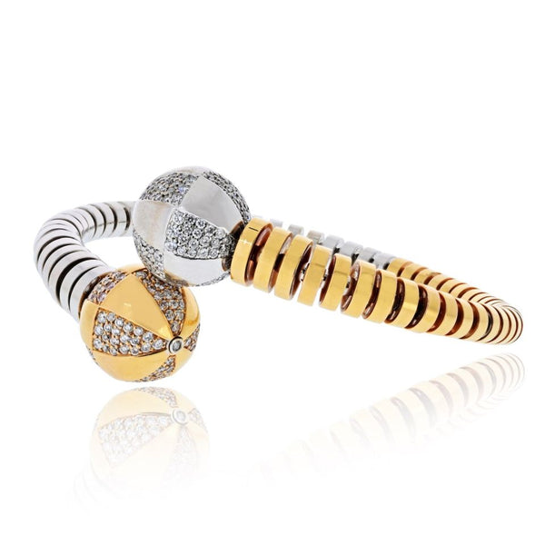 Bvlgari Bypass Enigma 18K Rose Gold White Gold Diamond Spinning Bracelet — view 2