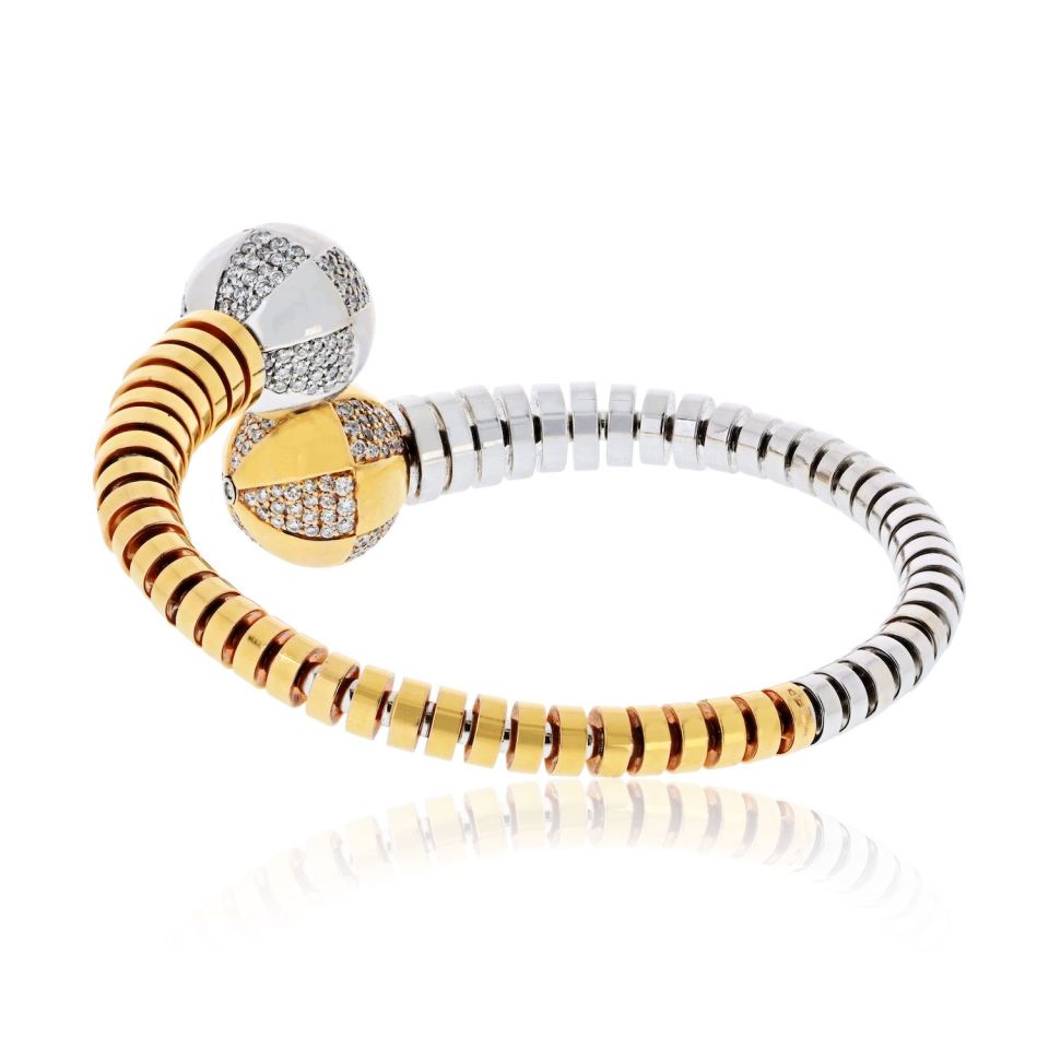 Bvlgari Bypass Enigma 18K Rose Gold White Gold Diamond Spinning Bracelet — view 3 — Laura Milman New York