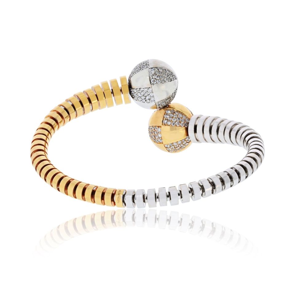 Bvlgari Bypass Enigma 18K Rose Gold White Gold Diamond Spinning Bracelet — view 4 — Laura Milman New York