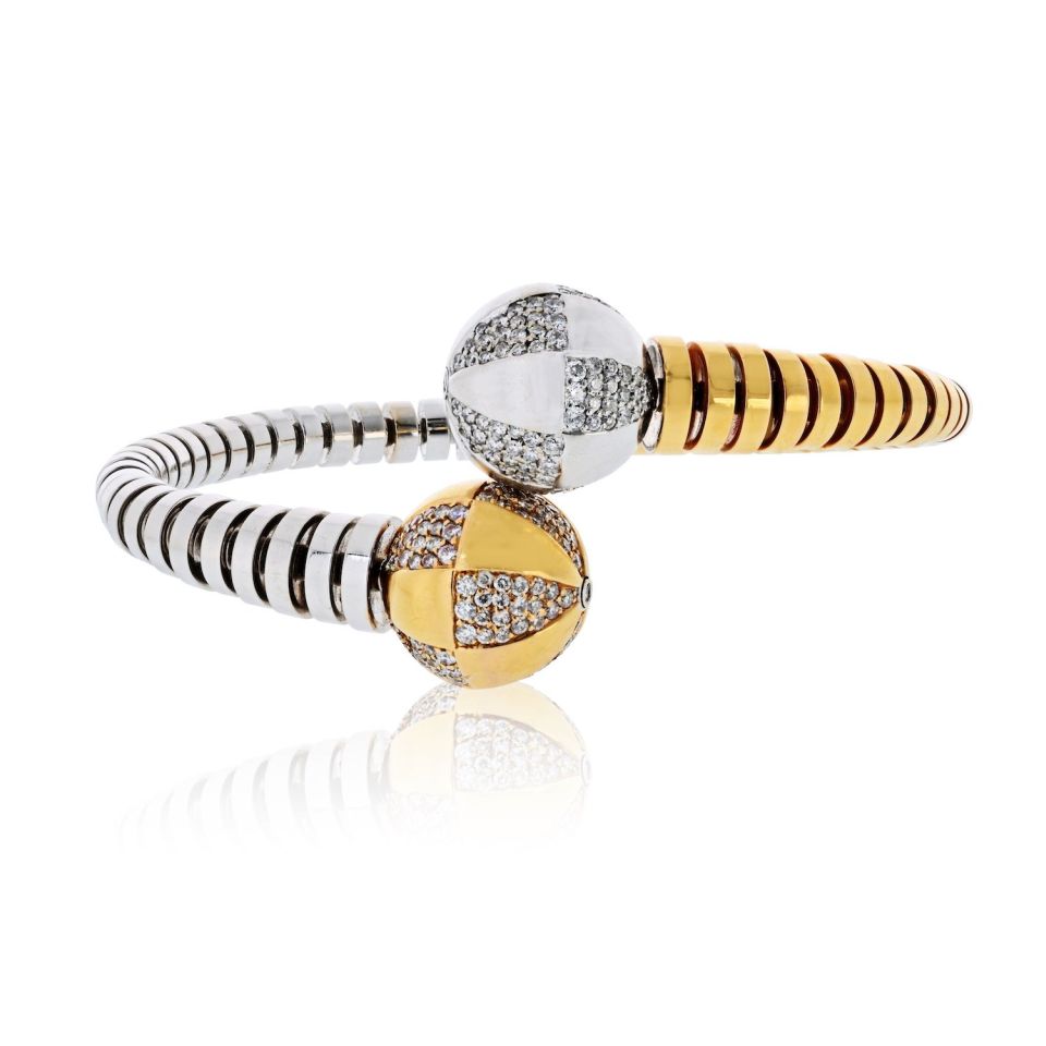 Bvlgari Bypass Enigma 18K Rose Gold White Gold Diamond Spinning Bracelet — Laura Milman New York