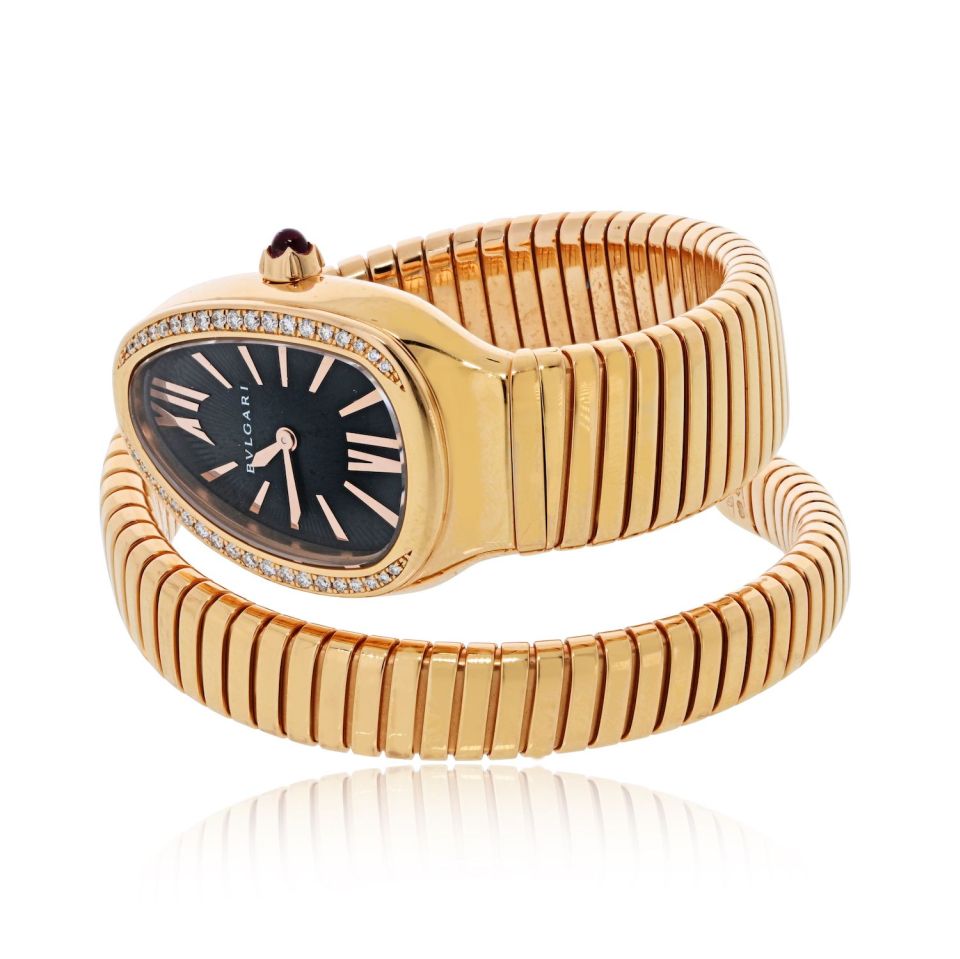 Pre-Owned Bvlgari Serpenti 18K Rose Gold SP P35G Black Dial Diamond Bezel Ladies Watch view 2 - Bvlgari — Laura Milman New York