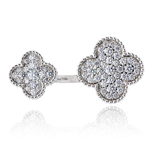 Van Cleef & Arpels 18K White Gold Magic Diamond In Between The Fingers Ring
