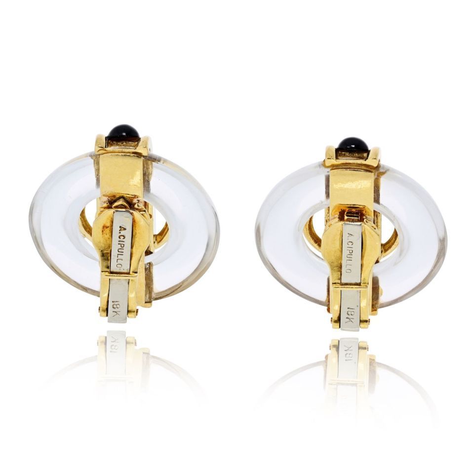 Cartier 18K Yellow Gold Aldo Cipullo 1973 Rock Crystal Earrings — view 4 — Laura Milman New York
