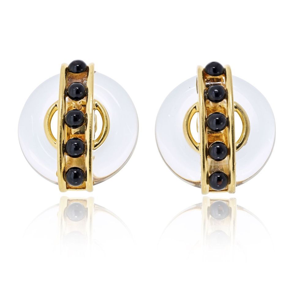 Cartier 18K Yellow Gold Aldo Cipullo 1973 Rock Crystal Earrings — Laura Milman New York