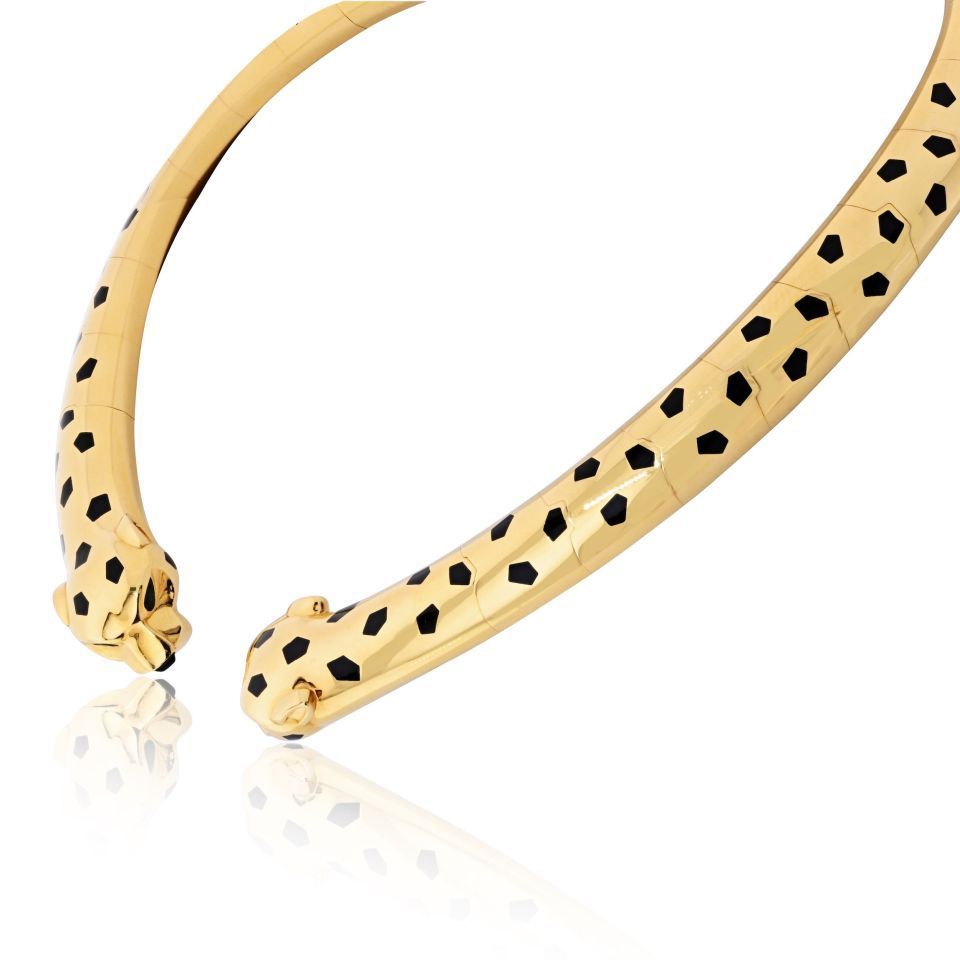 Cartier Panthere 18K Yellow Gold Double Spotted Collar Necklace — view 2 — Laura Milman New York