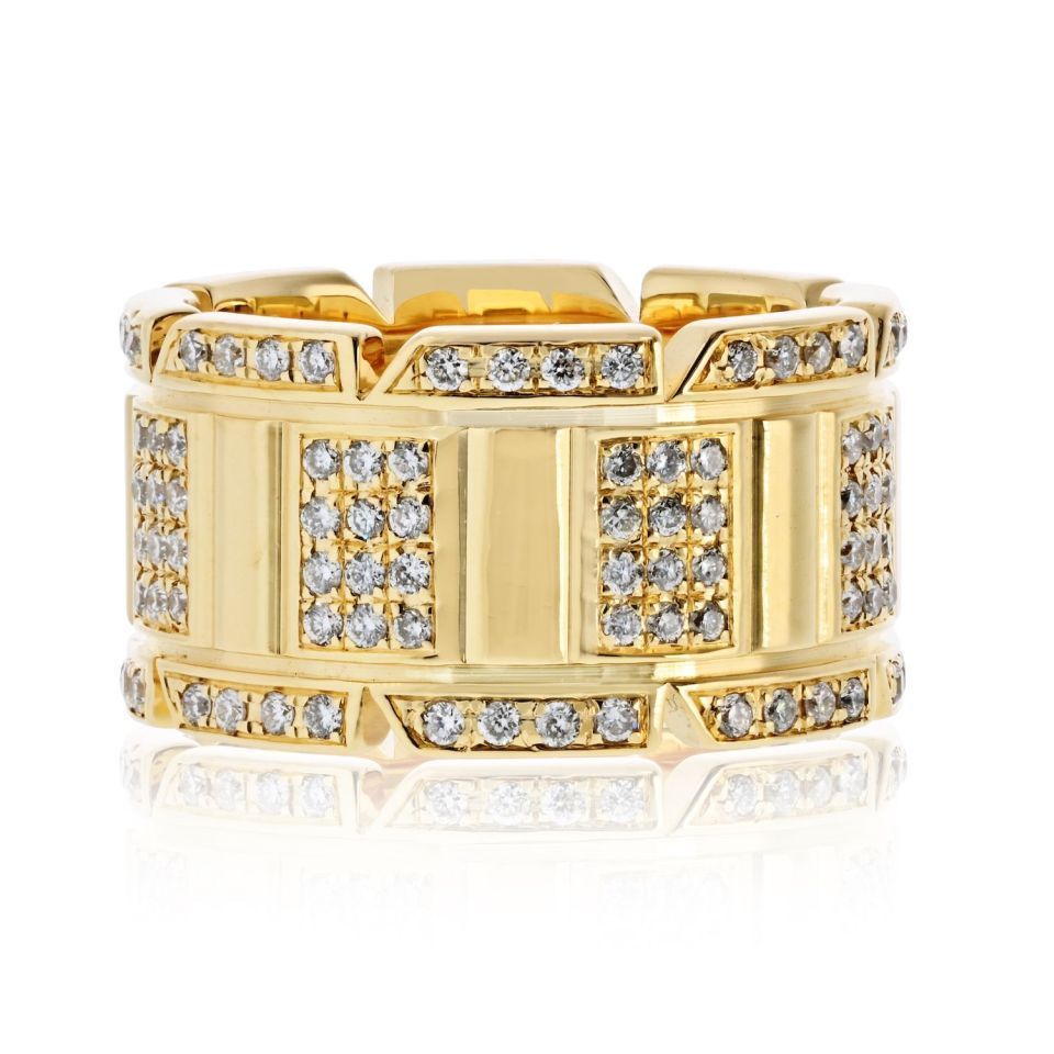 Cartier Tank Francaise 18K Yellow Gold 2.00cttw Round Diamond 11mm Wide Ring — Laura Milman New York