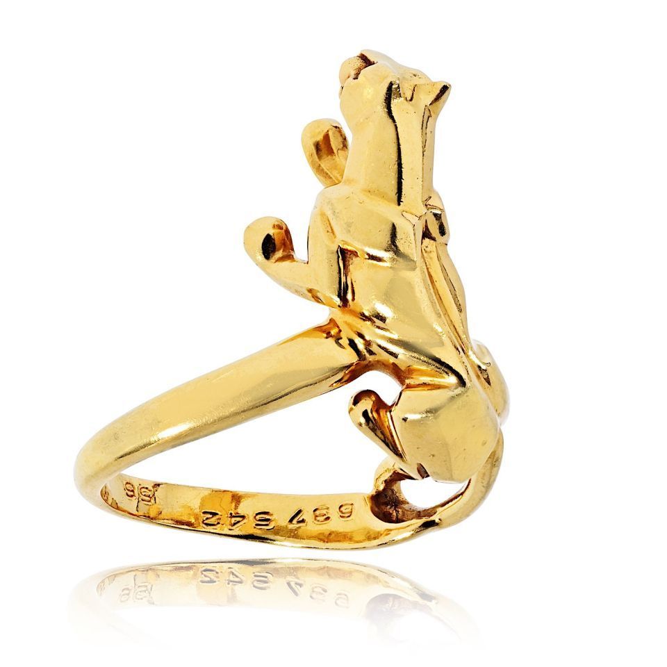 Cartier 18K Yellow Gold Vintage Panthere Ring — view 2 — Laura Milman New York