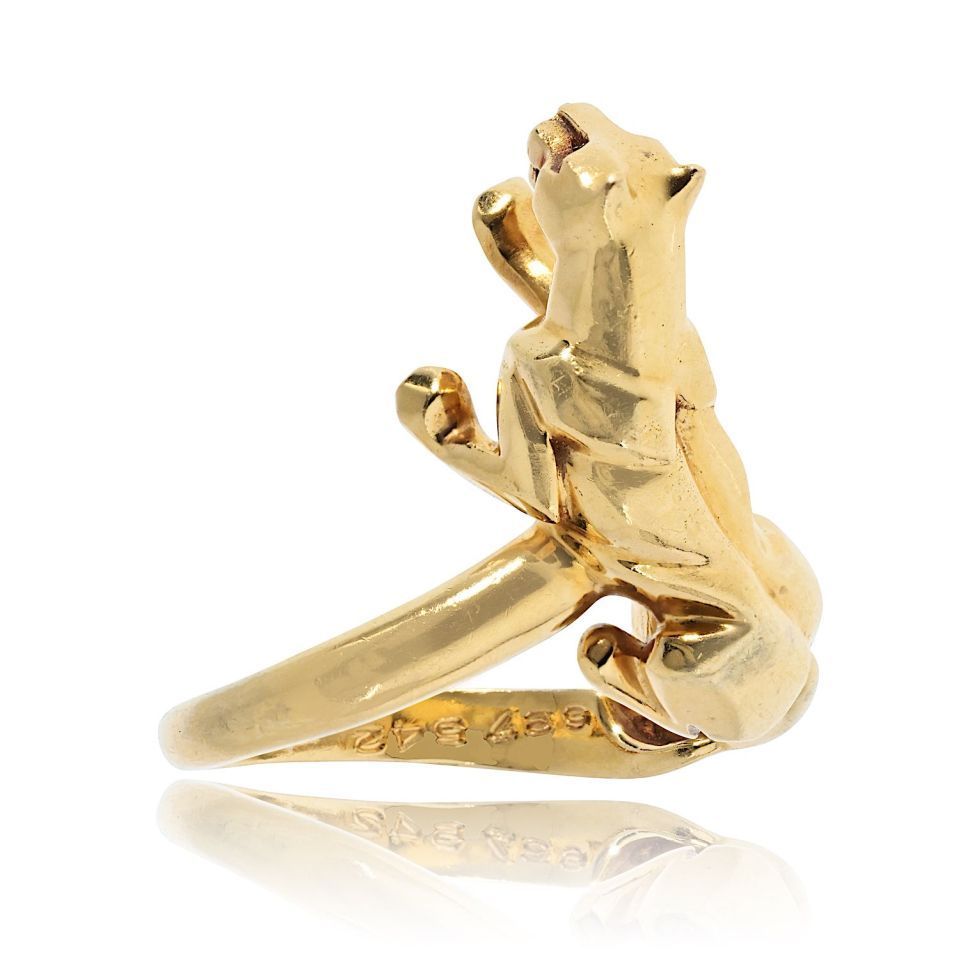 Cartier 18K Yellow Gold Vintage Panthere Ring — view 3 — Laura Milman New York