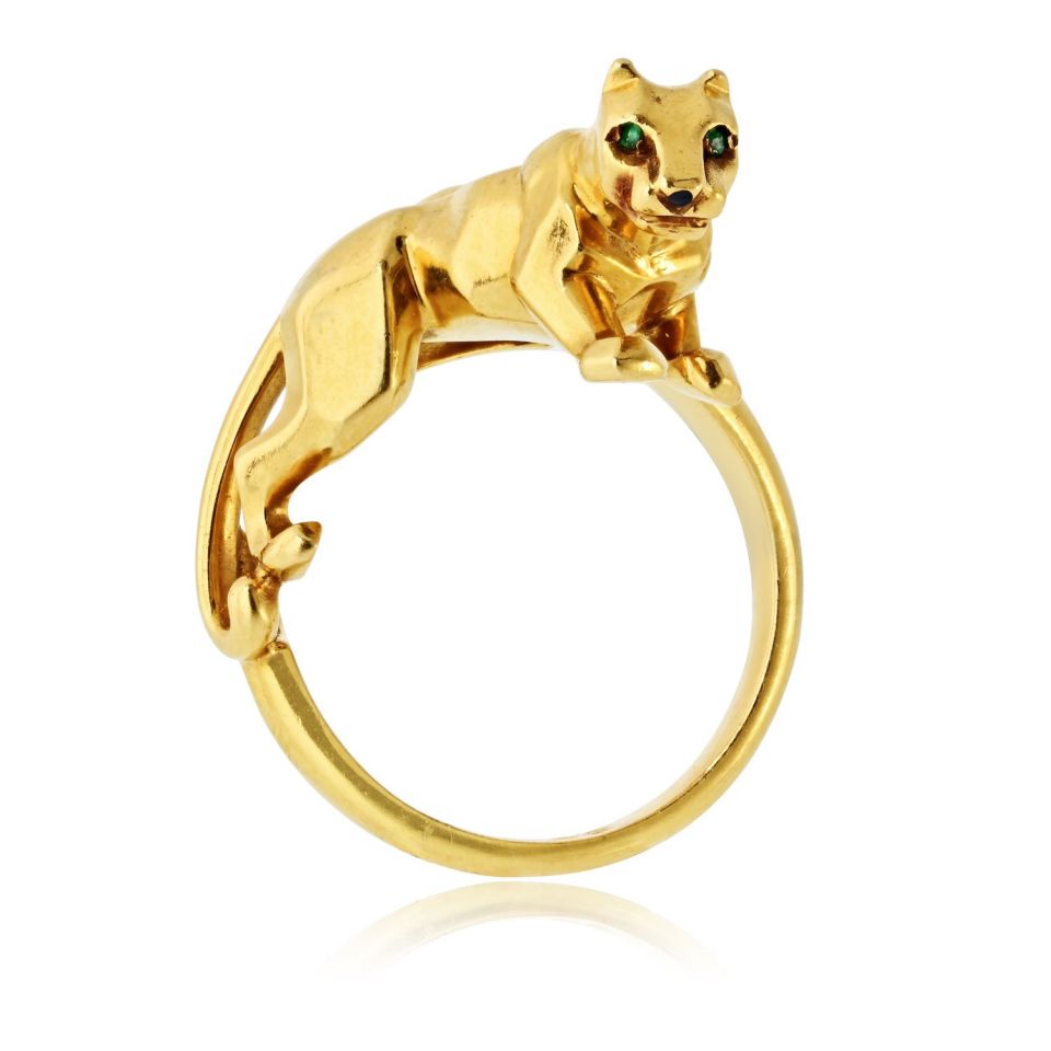 Cartier 18K Yellow Gold Vintage Panthere Ring — Laura Milman New York