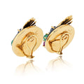 Pre-Owned Seaman Schepps 18K Yellow Gold Onyx, Ruby, Sapphire, Emerald Clip Fan Style Earrings view 3 - Seaman Schepps