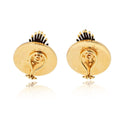 Pre-Owned Seaman Schepps 18K Yellow Gold Onyx, Ruby, Sapphire, Emerald Clip Fan Style Earrings view 4 - Seaman Schepps