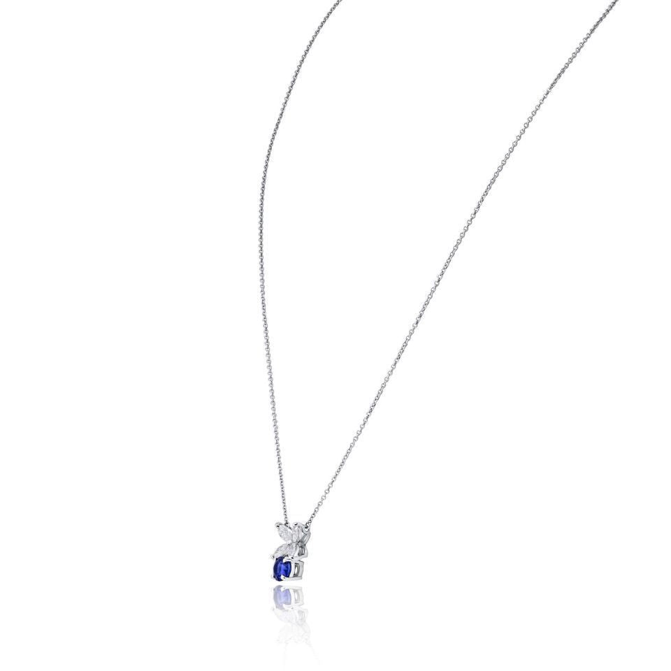 Tiffany & Co. Victoria Platinum Diamond And Sapphire Pendant — view 2 — Laura Milman New York
