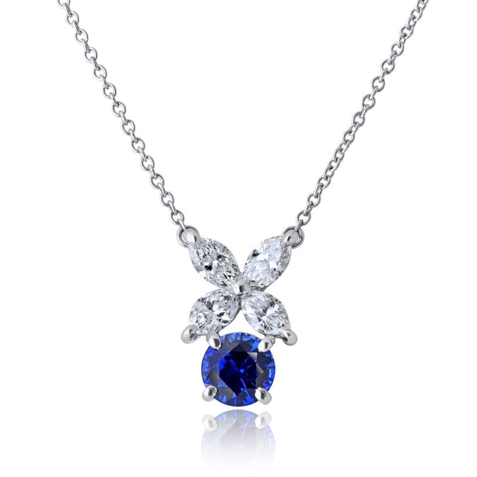 Tiffany & Co. Victoria Platinum Diamond And Sapphire Pendant — view 3 — Laura Milman New York