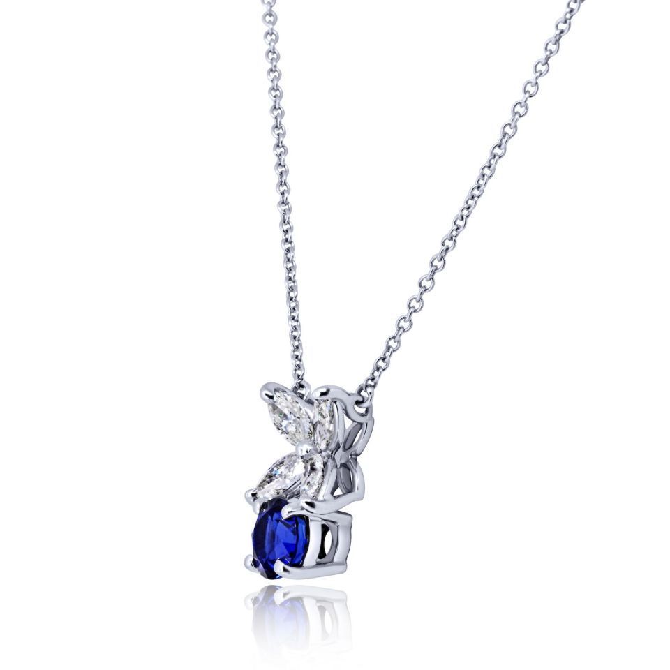 Tiffany & Co. Victoria Platinum Diamond And Sapphire Pendant — view 4 — Laura Milman New York