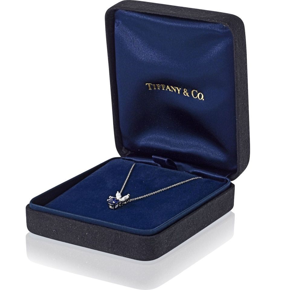 Tiffany & Co. Victoria Platinum Diamond And Sapphire Pendant — view 5 — Laura Milman New York