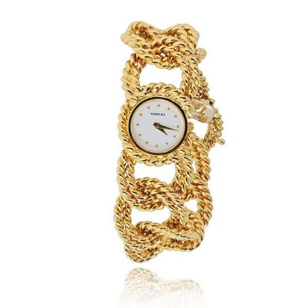 Pre-Owned Verdura 18K Yellow Gold Twisted Rope Link Round Dial Watch - Verdura Watch