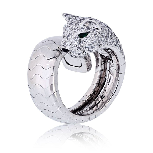 Pre-Owned Cartier Panthere 18K White Gold Vintage Lakarda Panthere Ring view 2 - Cartier
