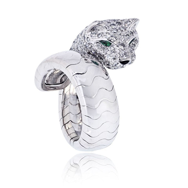 Pre-Owned Cartier Panthere 18K White Gold Vintage Lakarda Panthere Ring - Cartier Ring