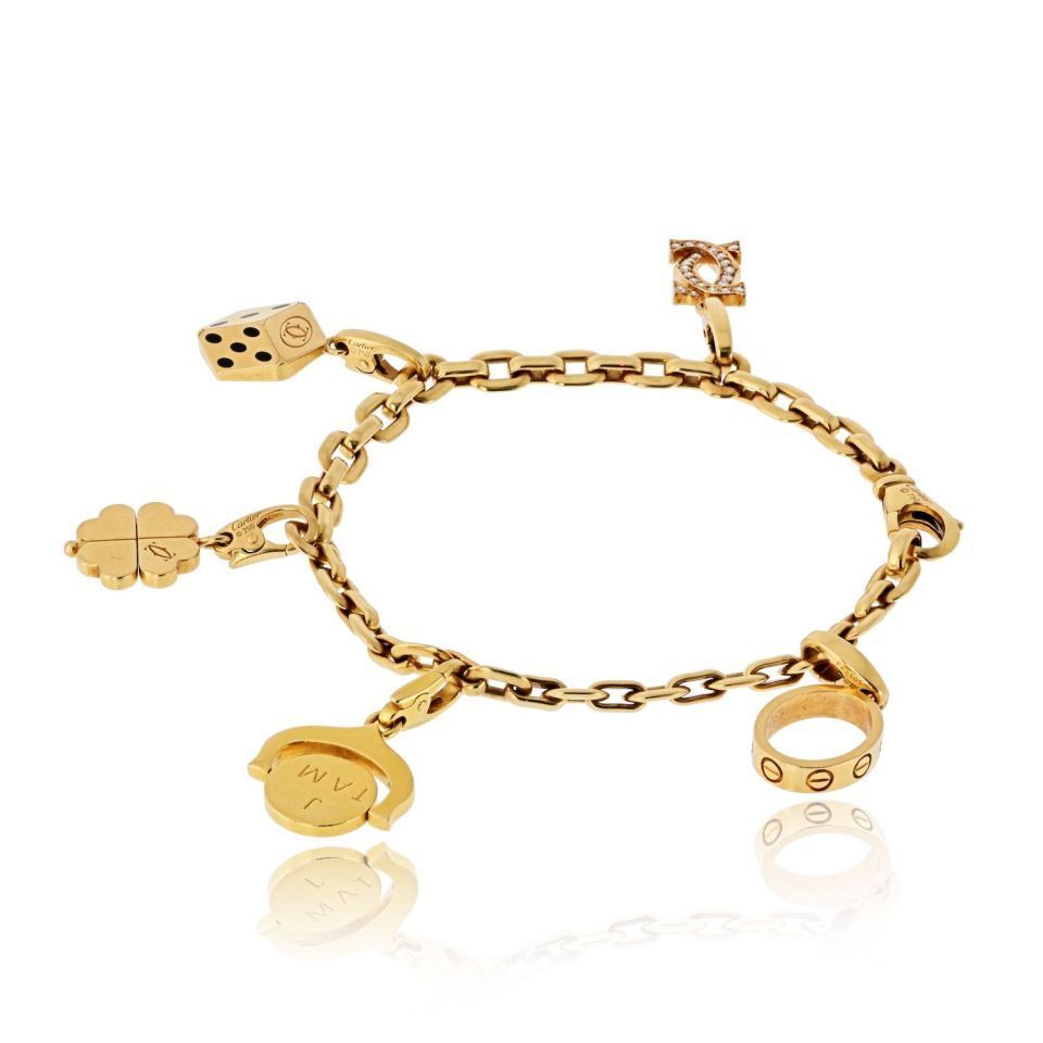 Cartier 18K Yellow Gold Five Charms Bracelet — view 3 — Laura Milman New York