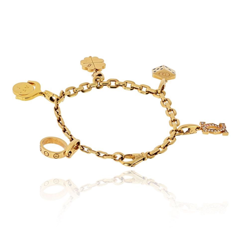 Cartier 18K Yellow Gold Five Charms Bracelet — view 4 — Laura Milman New York