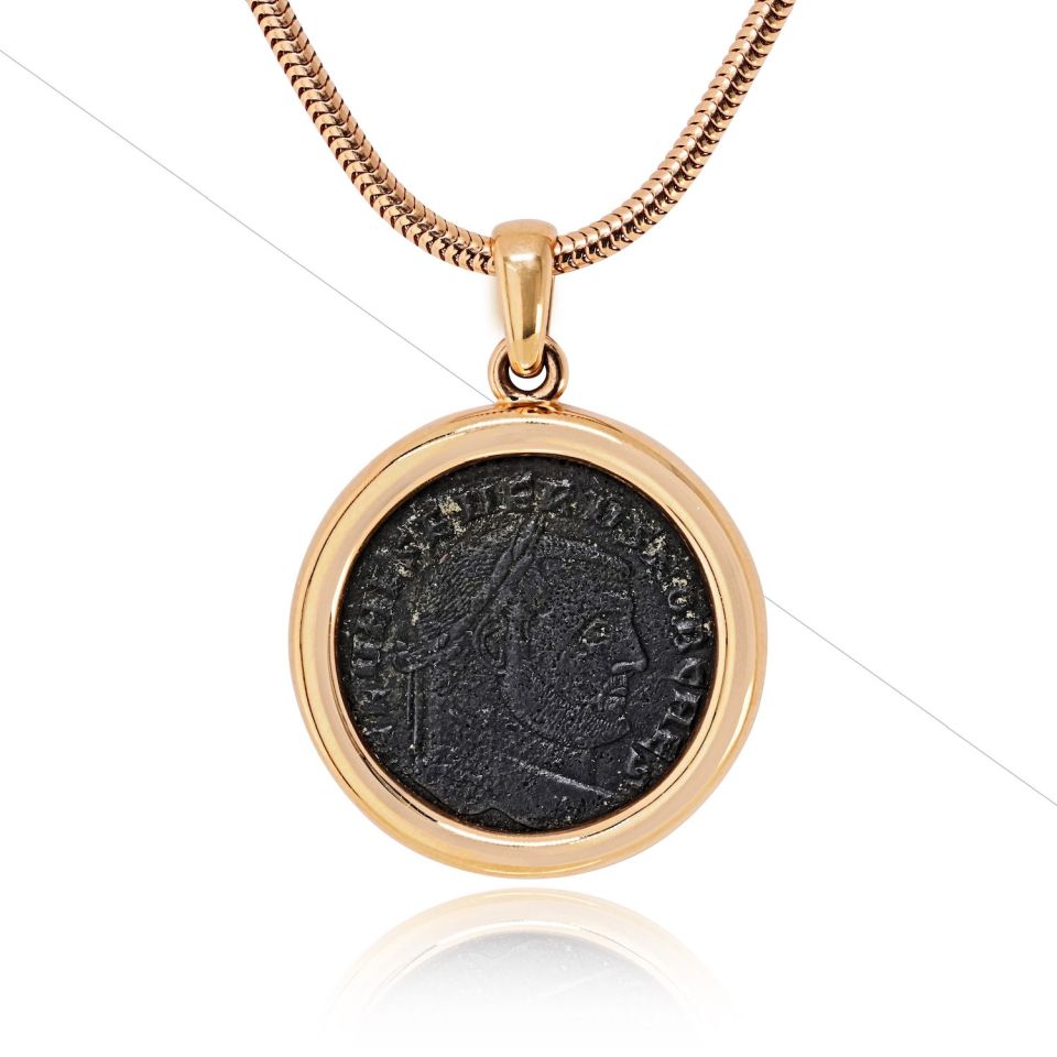 Bvlgari 18K Yellow Gold Monete Carthago-Severus Ad 305-306 Necklace — view 3 — Laura Milman New York