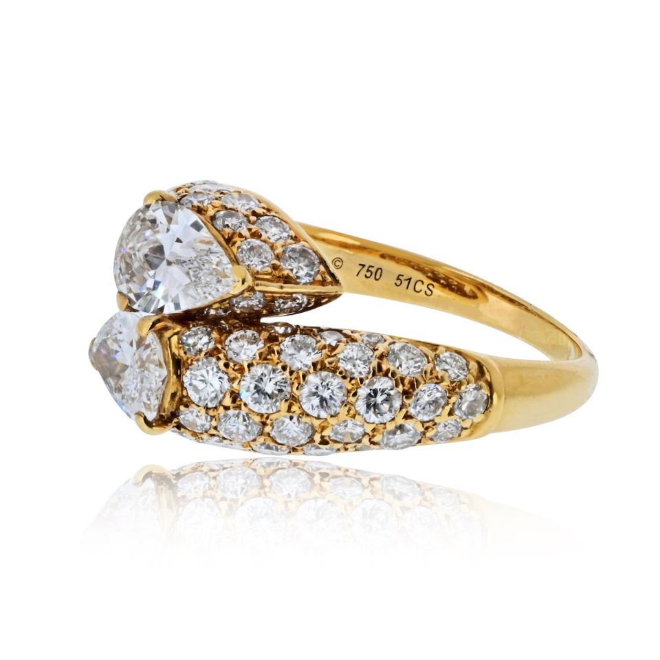 Cartier 18K Yellow Gold Diamond Deux Tetes Croisées Ring — view 2 — Laura Milman New York