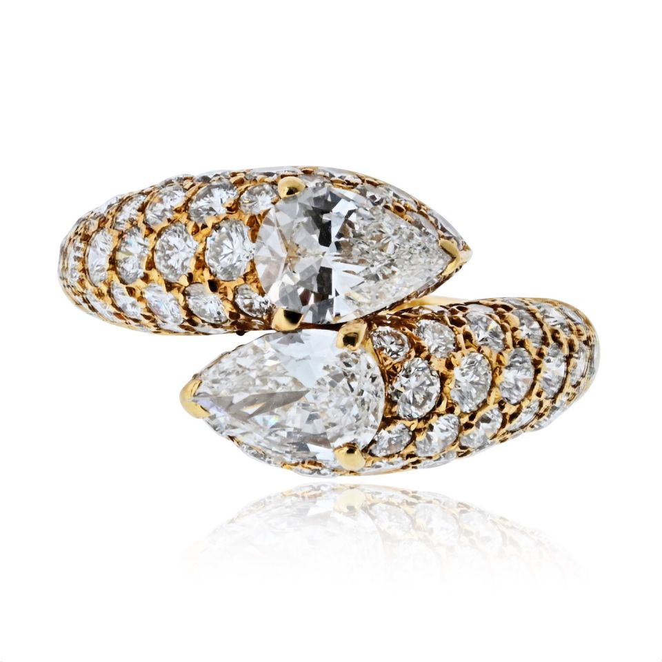 Cartier 18K Yellow Gold Diamond Deux Tetes Croisées Ring — Laura Milman New York