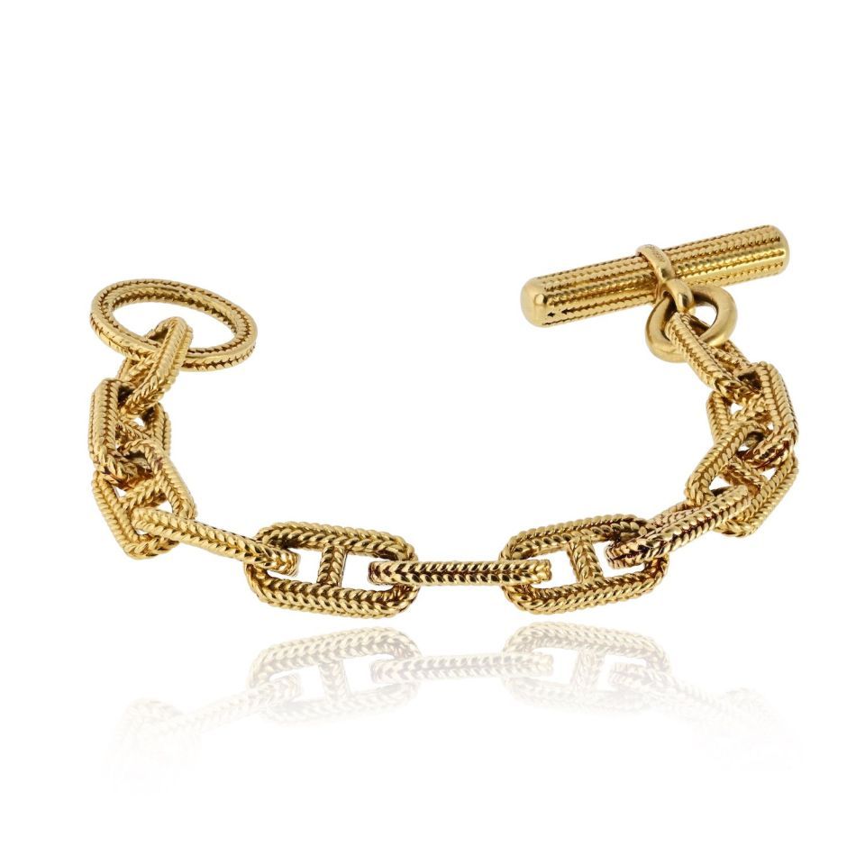 Hermès Toggle 18K Yellow Gold Chain D'ancre Bracelet — view 3 — Laura Milman New York