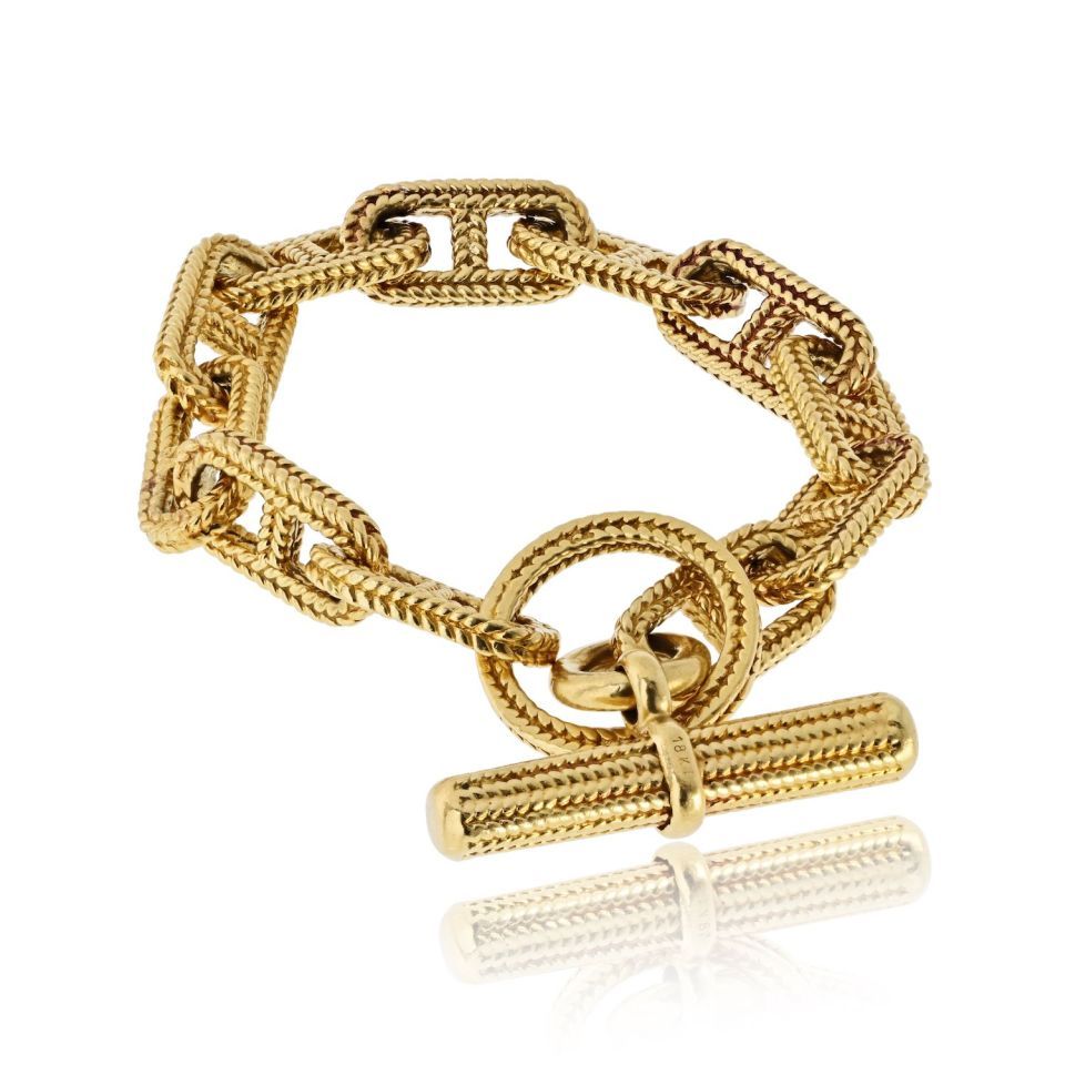 Hermès Toggle 18K Yellow Gold Chain D'ancre Bracelet — view 4 — Laura Milman New York