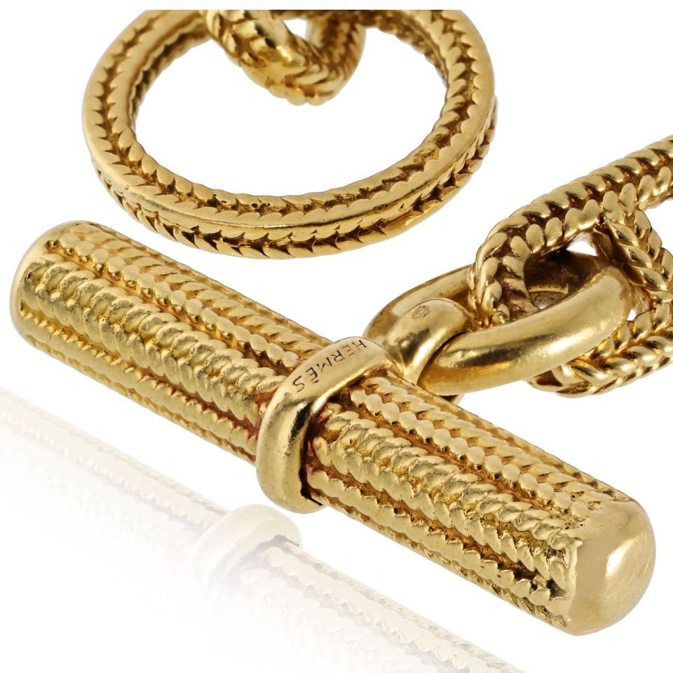 Hermès Toggle 18K Yellow Gold Chain D'ancre Bracelet — view 6 — Laura Milman New York